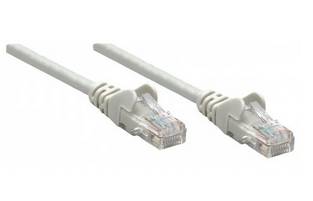 Zwei weiße Ethernet-Kabel mit transparenten Steckern vor weißem Hintergrund.