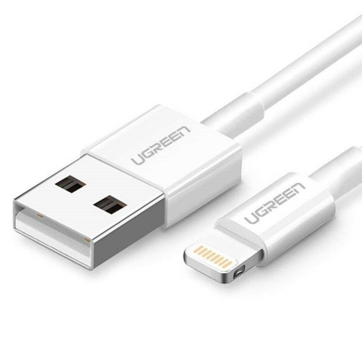 Vernickeltes Kabel 10W USB-A kompatibel mit iPhone-Kabel in Weiß 1m 480 Mbit/s