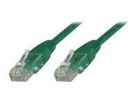 Zwei grüne Ethernet-Kabel mit transparenten Steckern, parallel positioniert, für Netzwerkverbindungen.