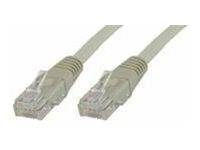 Zwei graue Ethernet-Kabel mit RJ45-Steckern auf weißem Hintergrund.