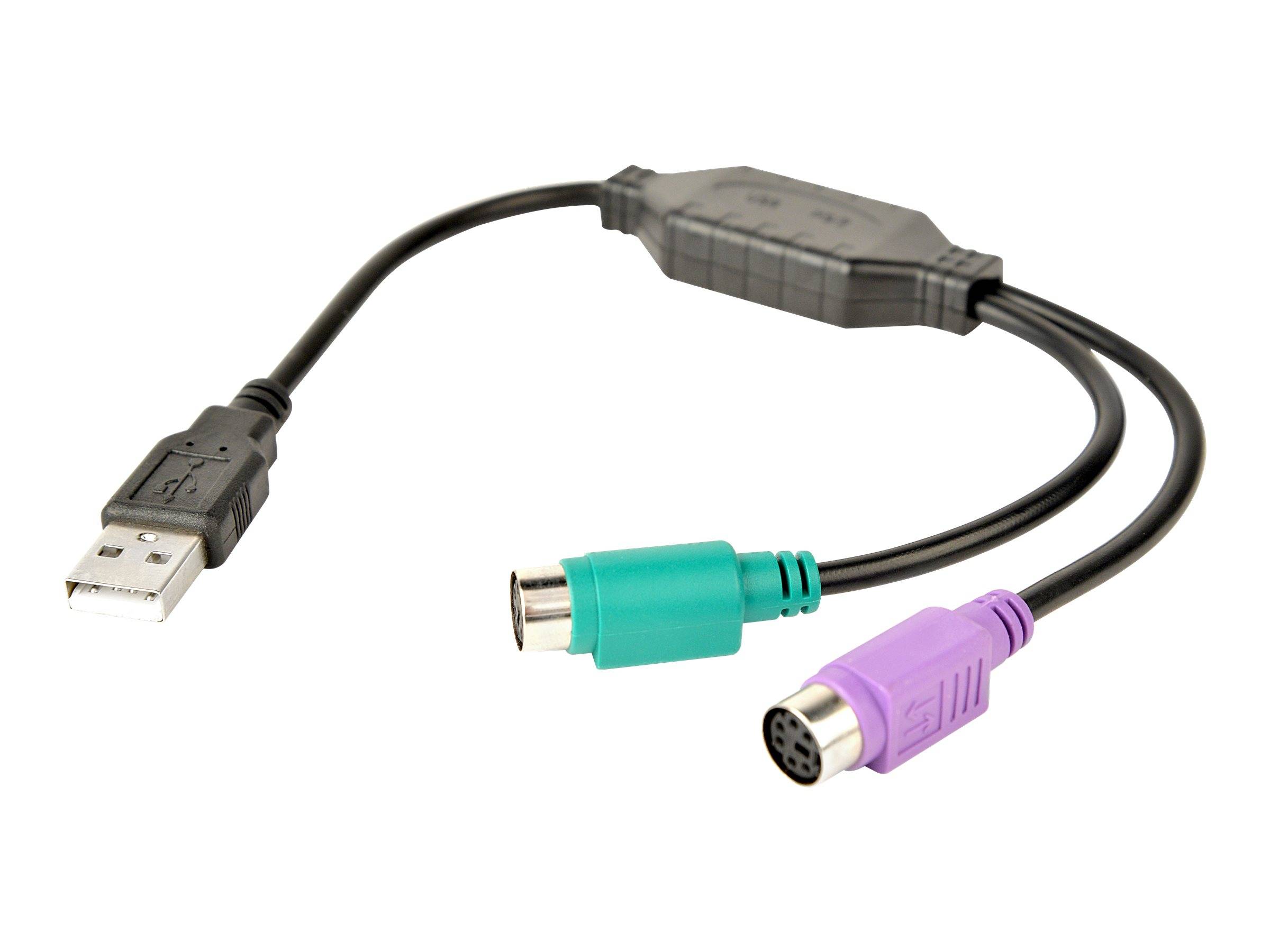 USB-zu-PS/2-Adapterkabel mit grünen und violetten PS/2-Steckern