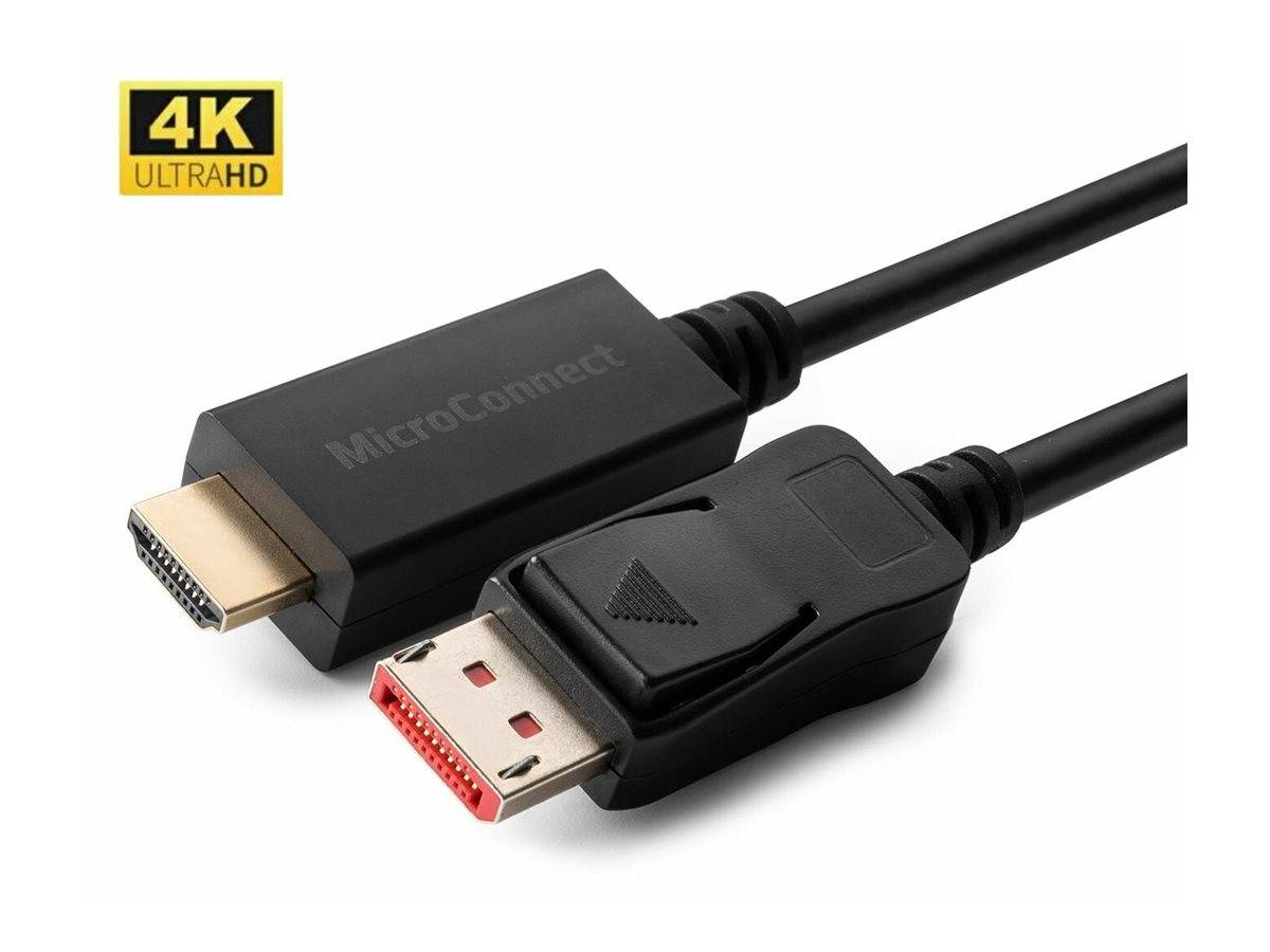 MicroConnect - Adapterkabel - DisplayPort männlich eingerastet zu HDMI männlich - 3 m - Schwarz - unterstützt 4K 60 Hz (