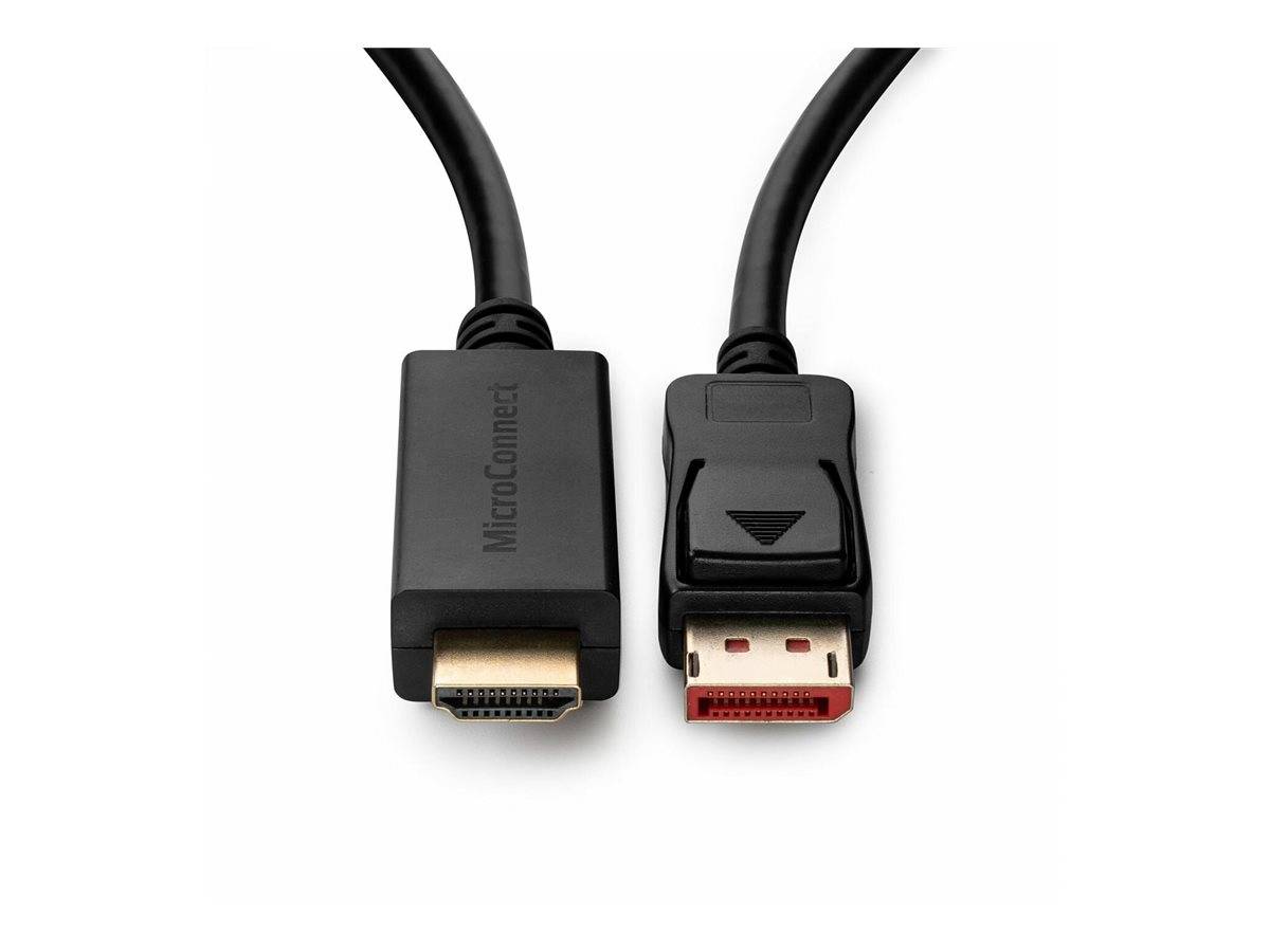 MicroConnect - Adapterkabel - DisplayPort männlich eingerastet zu HDMI männlich - 1 m - Dreifachisolierung - Schwarz - u