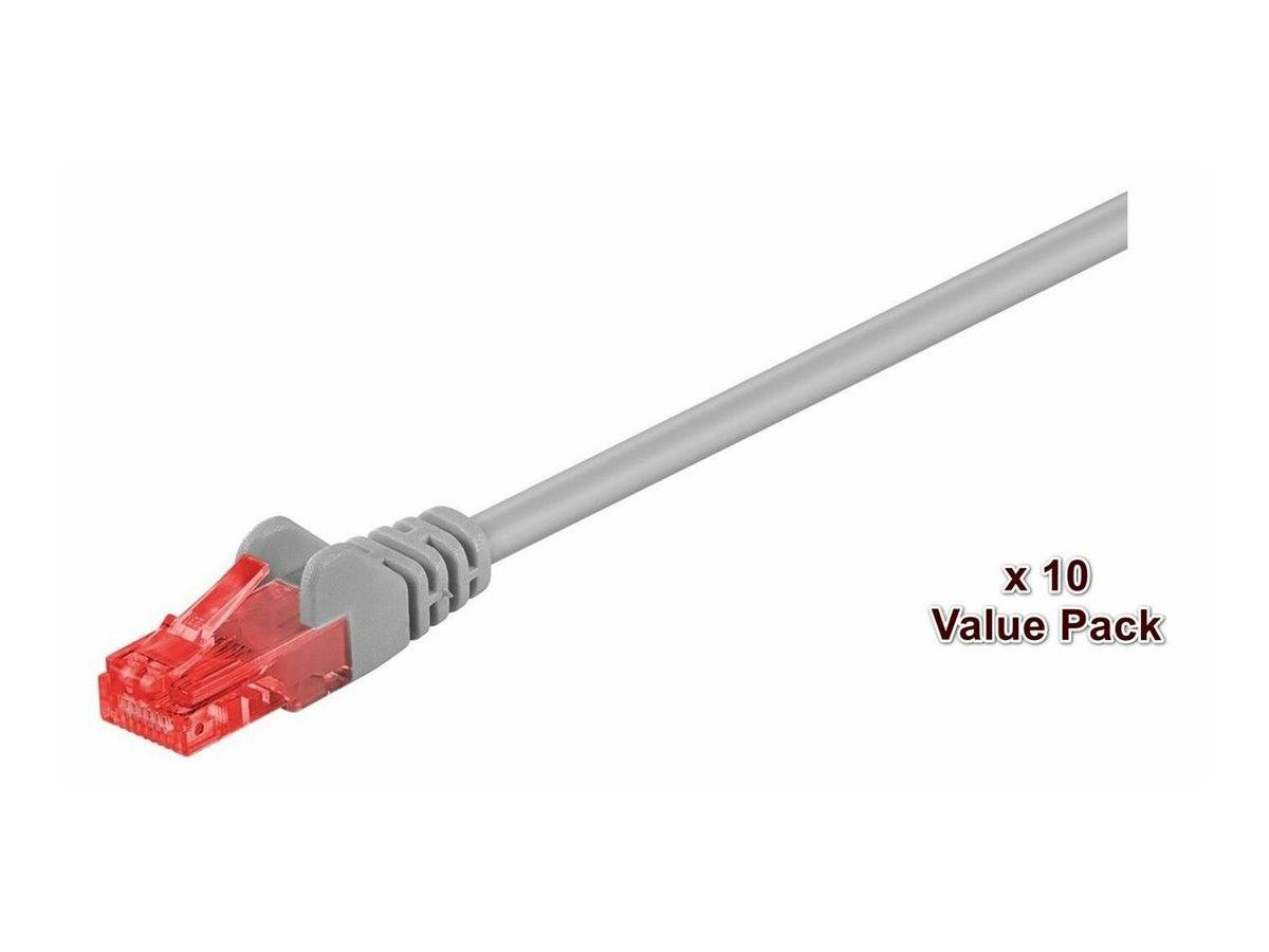 Bild eines grauen Ethernet-Kabels mit rotem Stecker, beschriftet mit „x 10 Value Pack