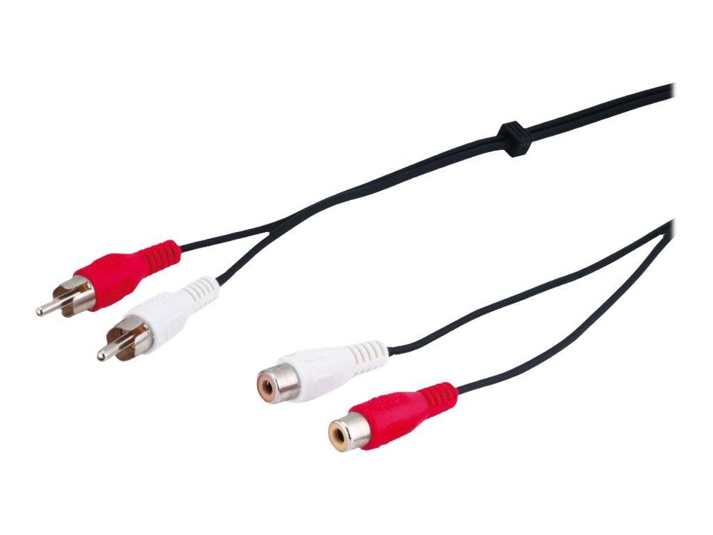 Rote und weiße RCA-Audiokabel mit Steckern, die rote und weiße Stecker zeigen, die für die Audioübertragung konzipiert sind, leicht aufgerollt.