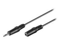 Zwei schwarze Audiokabel mit Stecker- und Buchsenverbindungen auf weißem Hintergrund.