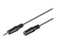 Zwei schwarze Audiokabel mit einem männlichen und weiblichen Steckverbinder, die sich auf weißem Hintergrund gegenüberstehen.