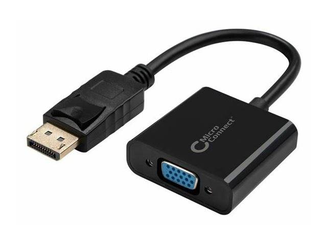 DisplayPort-zu-VGA-Adapterkabel mit einem männlichen DisplayPort-Anschluss und weiblichem VGA-Anschluss mit der Bezeichnung Micro Connect.