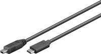 Ein schwarzes USB-C-Kabel mit einer Nahaufnahme des Steckers.