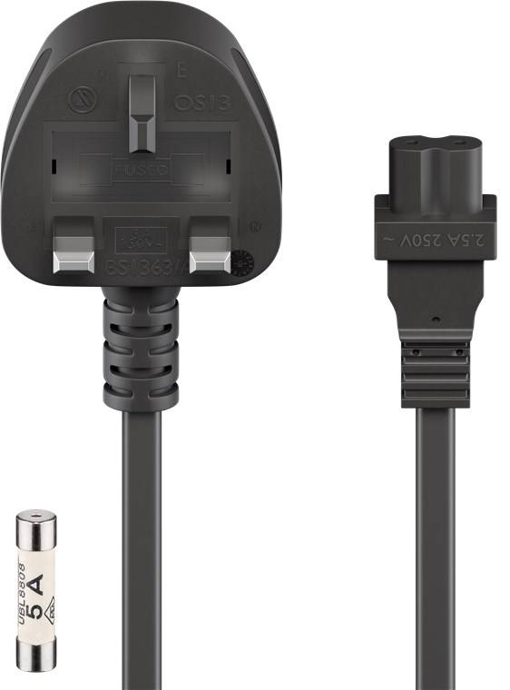goobay UK Netzanschlusskabel schwarz 1,5 m