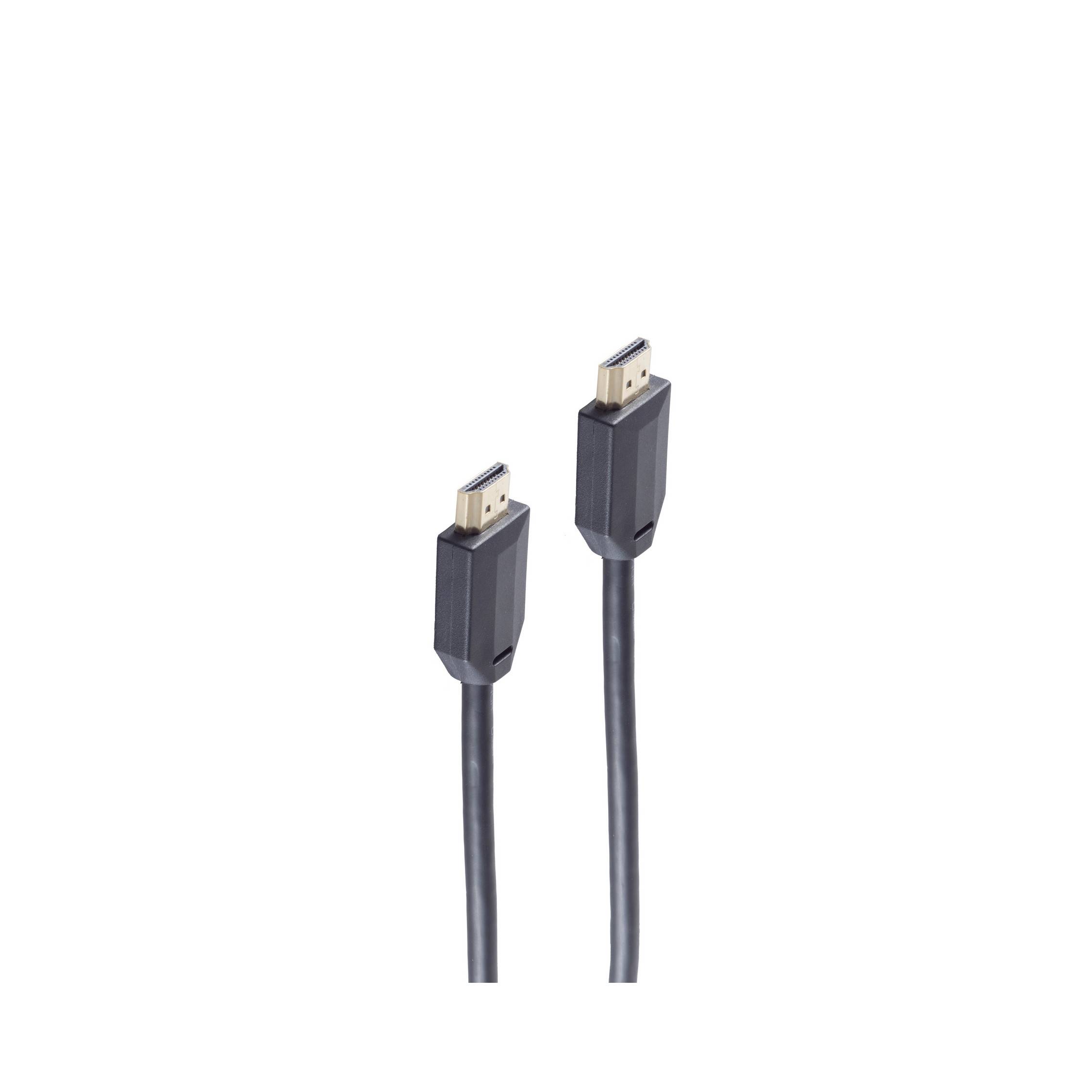 Zwei schwarze HDMI-Kabel mit vergoldeten Steckern auf weißem Hintergrund.