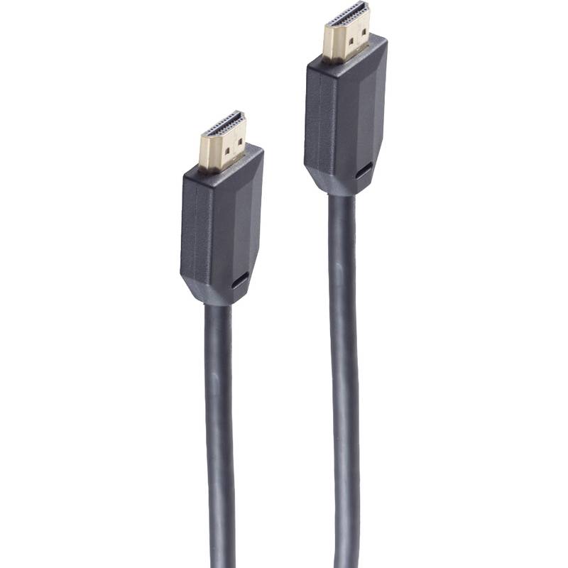Zwei schwarze HDMI-Kabel mit vergoldeten Steckern auf weißem Hintergrund.