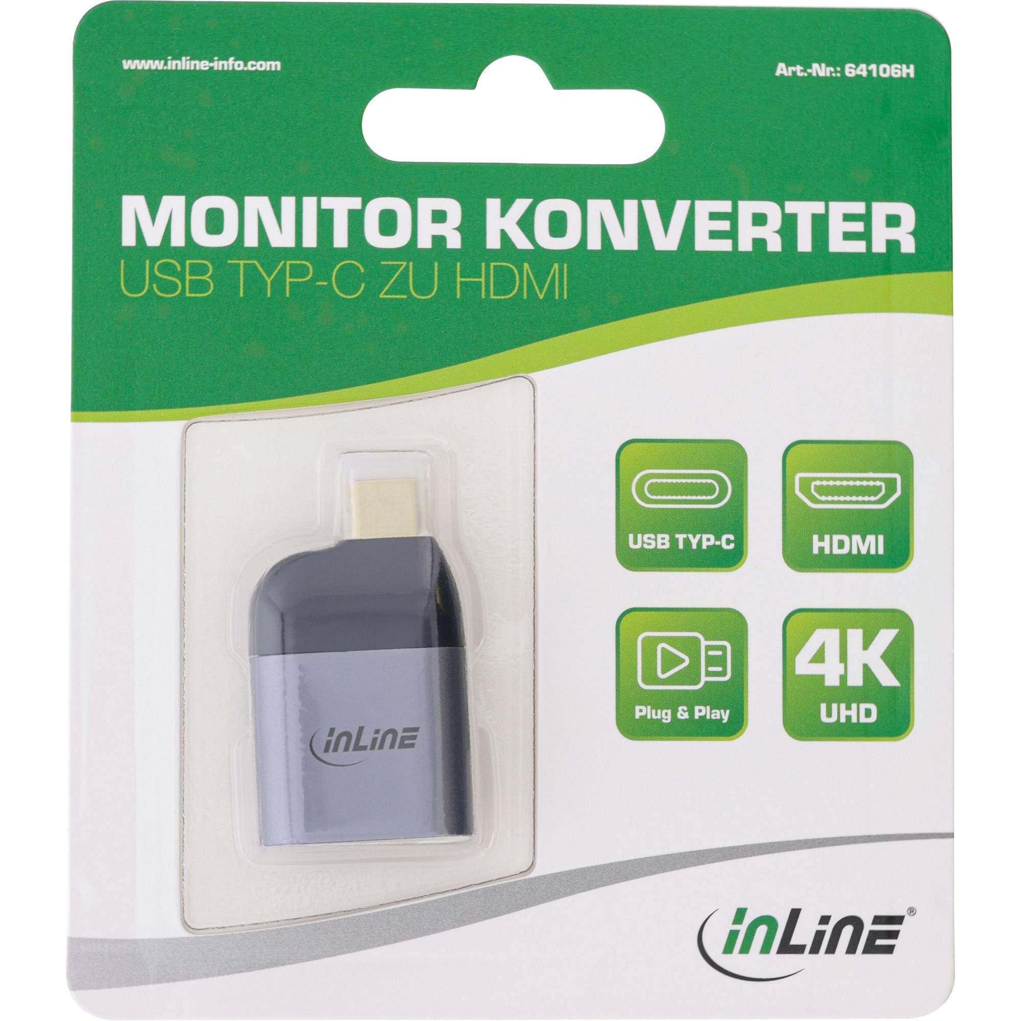 INLINE - USB Display Konverter - USB-C Stecker zu HDMI Buchse 4K60Hz