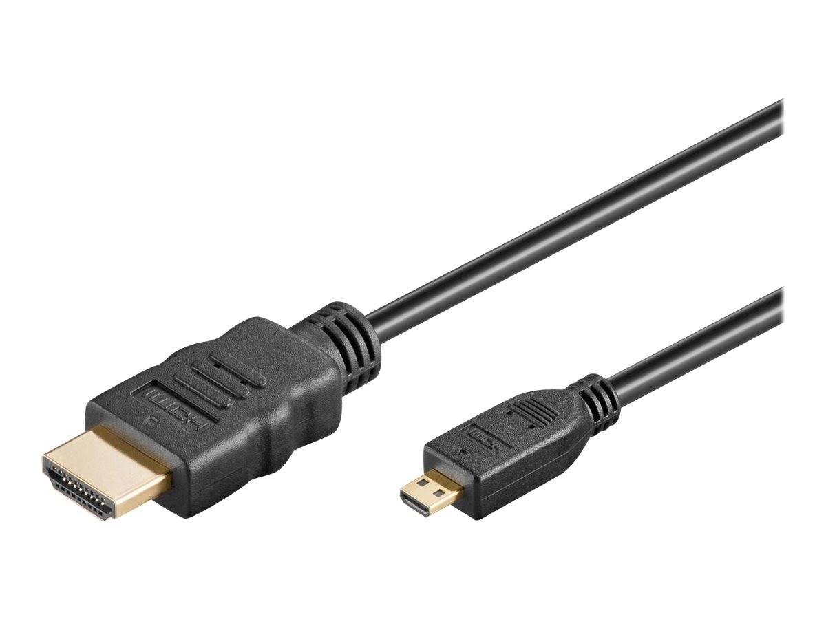 MicroConnect - Highspeed - HDMI-Kabel mit Ethernet - 19 pin micro HDMI Type D männlich zu HDMI männlich - 2 m - Schwarz