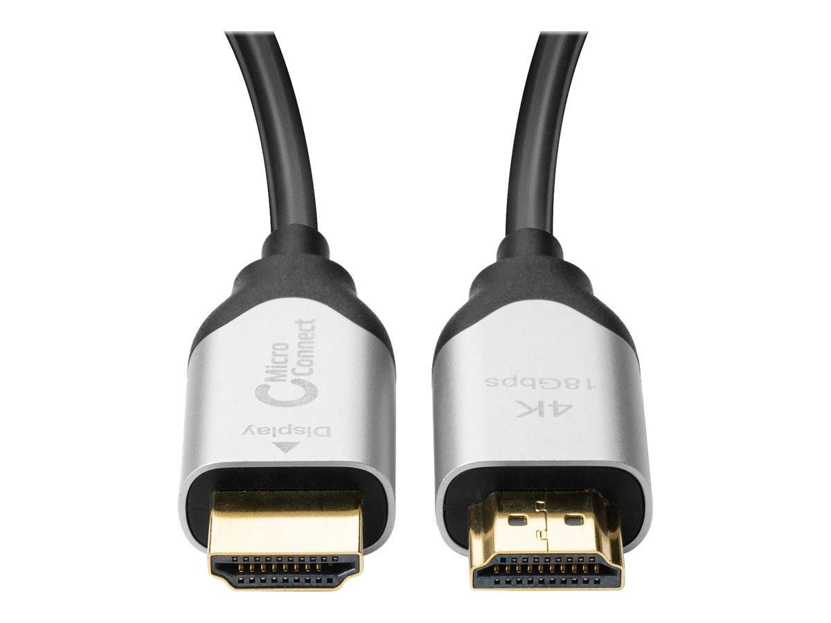 MicroConnect Premium - HDMI-Kabel mit Ethernet - HDMI männlich zu HDMI männlich - 15 m - Hybrid Kupfer/Kohlefaser - Schw