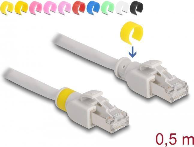 Delock Patch-Kabel - RJ-45 (M) zu RJ-45 (M) - 50 cm - 6 mm - S/FTP - CAT 6a - ha