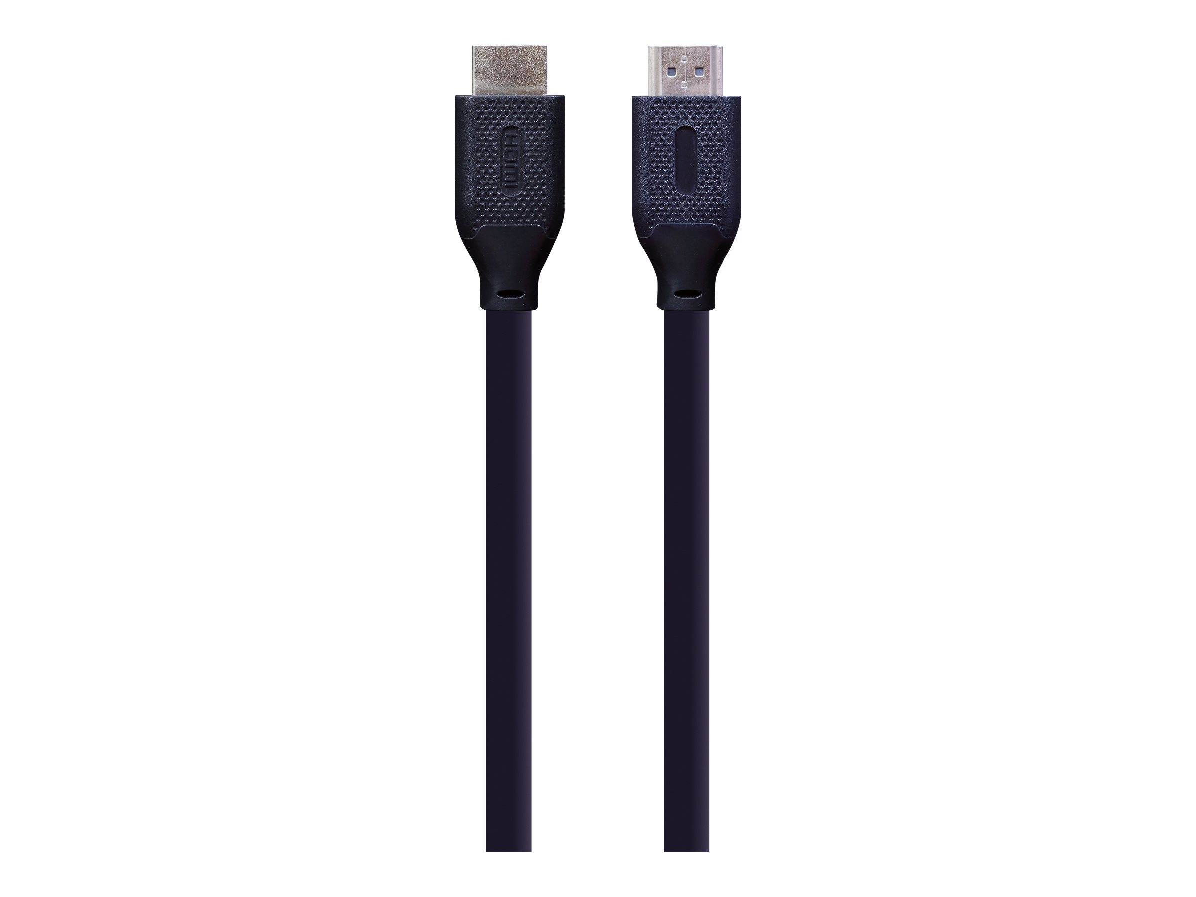 Zwei schwarze HDMI-Kabelenden nebeneinander auf weißem Hintergrund dargestellt.