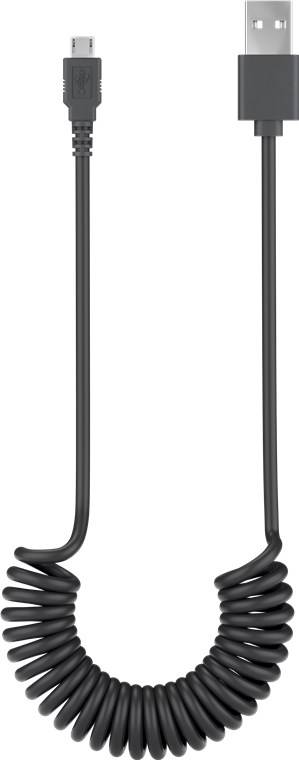 goobay Micro USB Lade und Synchronisationskabel Spiralkabel schwarz 1 m (1er Softpack)