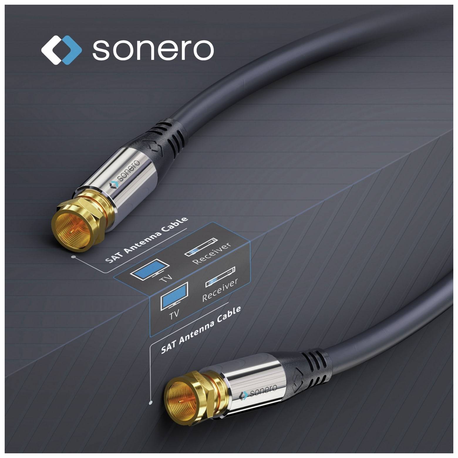 SONERO Sat-Antennenanschlusskabel, 7,5 m, schwarz