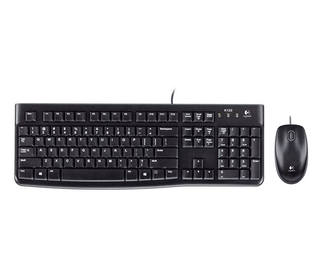 Logitech Desktop MK120, Volle Größe (100%), Kabelgebunden, USB, QWERTZ, Schwarz, Maus enthalten
