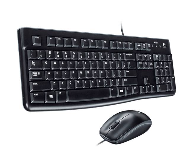 Logitech Desktop MK120, Volle Größe (100%), Kabelgebunden, USB, QWERTZ, Schwarz, Maus enthalten