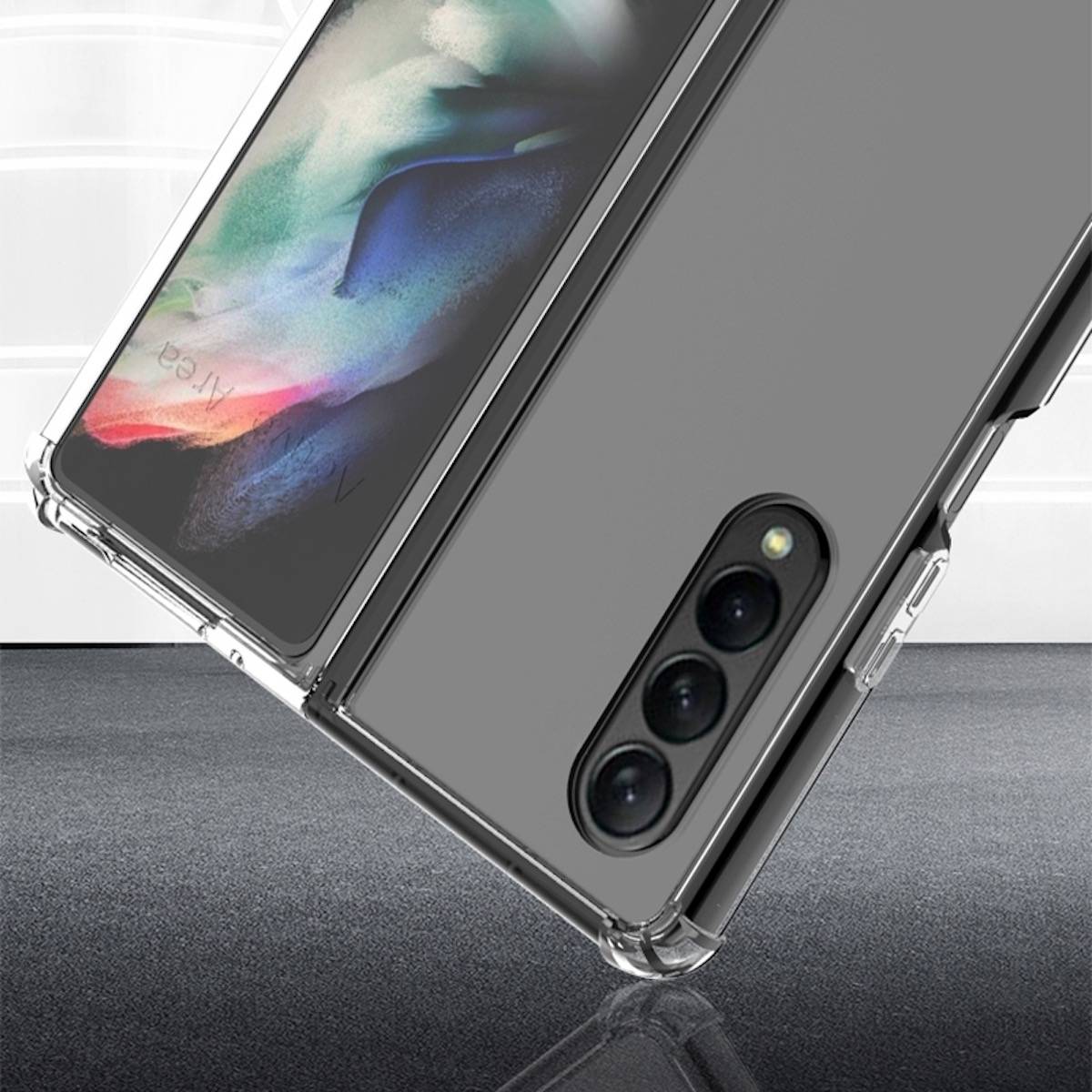 Für Samsung Galaxy Z Fold4 5G Design Schock Hart Cover Handy Tasche Hülle Etuis Transparent