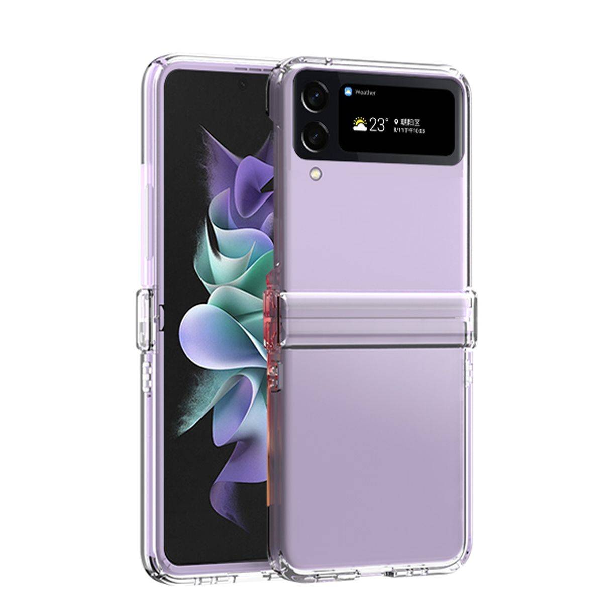 Für Samsung Galaxy Z Flip4 5G Design 3teilig Hart Cover Handy Tasche Hülle Etuis Transparent