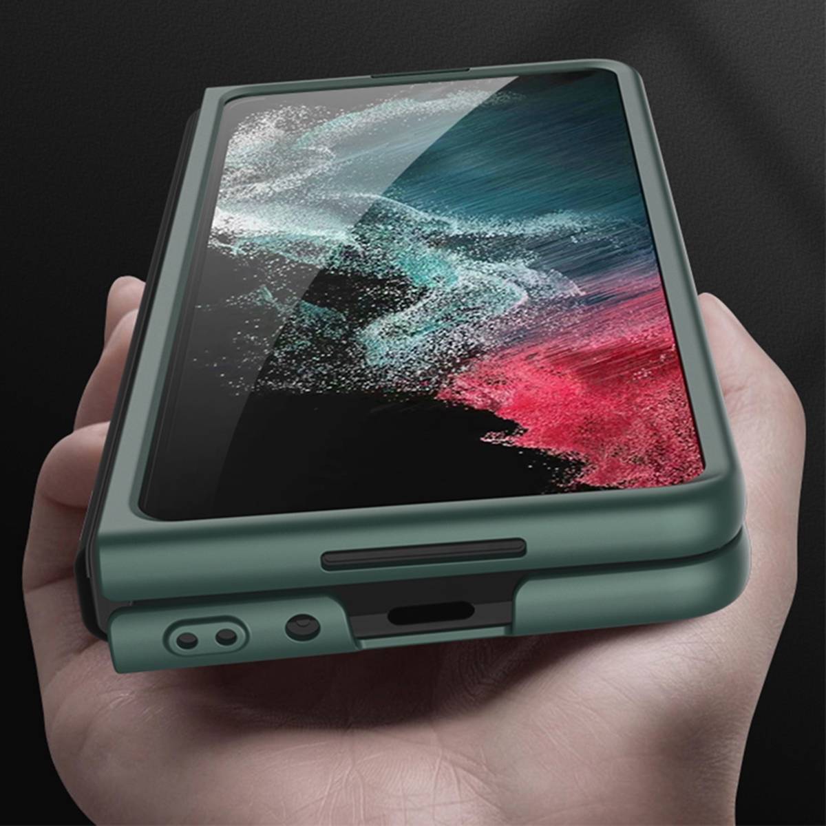 Für Samsung Galaxy Z Fold4 5G Galvanik Linsenrahmen Kunststoff Handy Tasche Hülle Etuis Braun