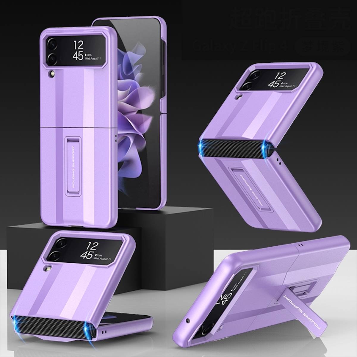 Für Samsung Galaxy Z Flip4 5G All-Inclusive Kunststoff Silikon Cover Handy Tasche Hülle Etuis Lila