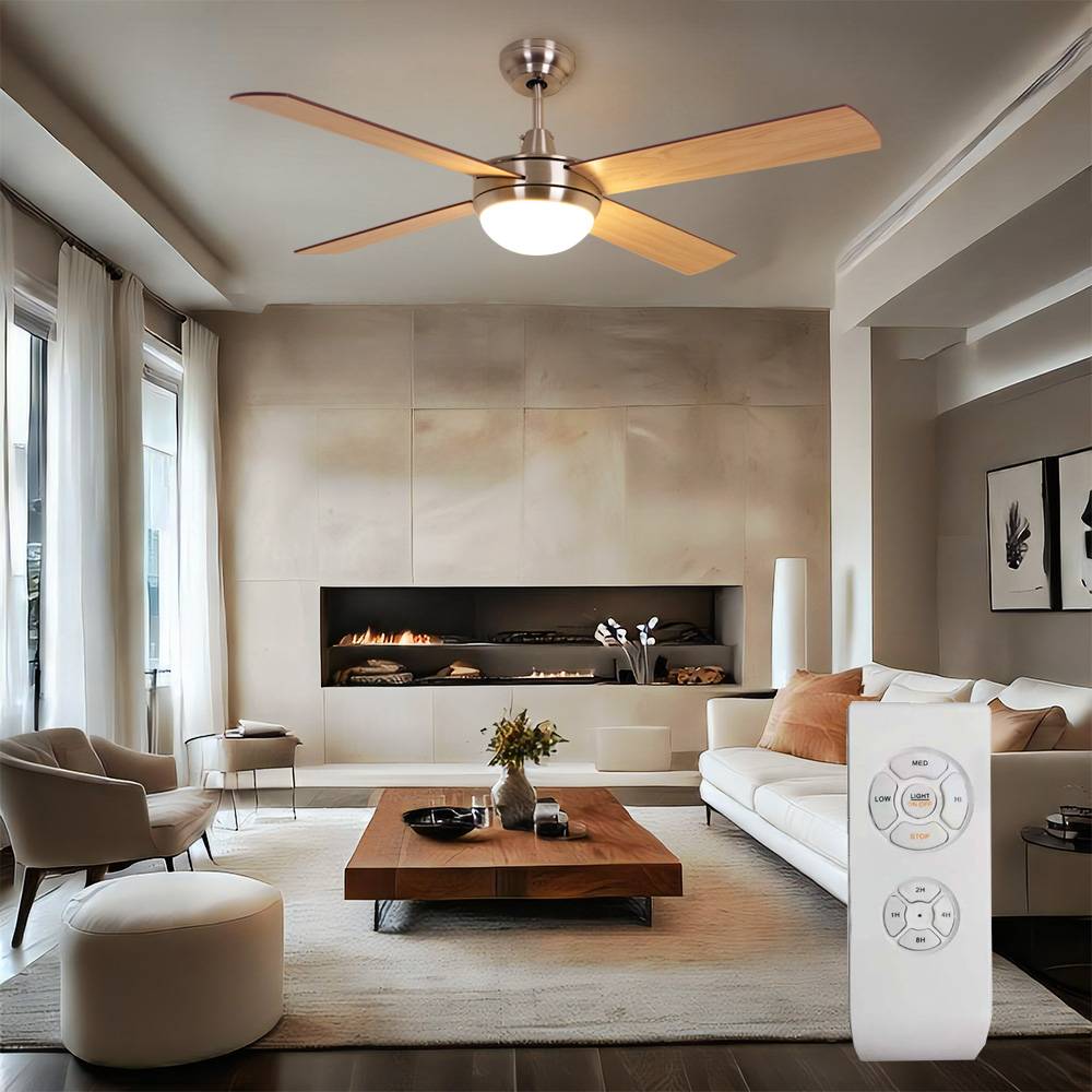 Deckenventilator mit Licht inkl. Fernbedienung 3 Stufen Vor-Rücklauf Flügel wendbar 132 cm