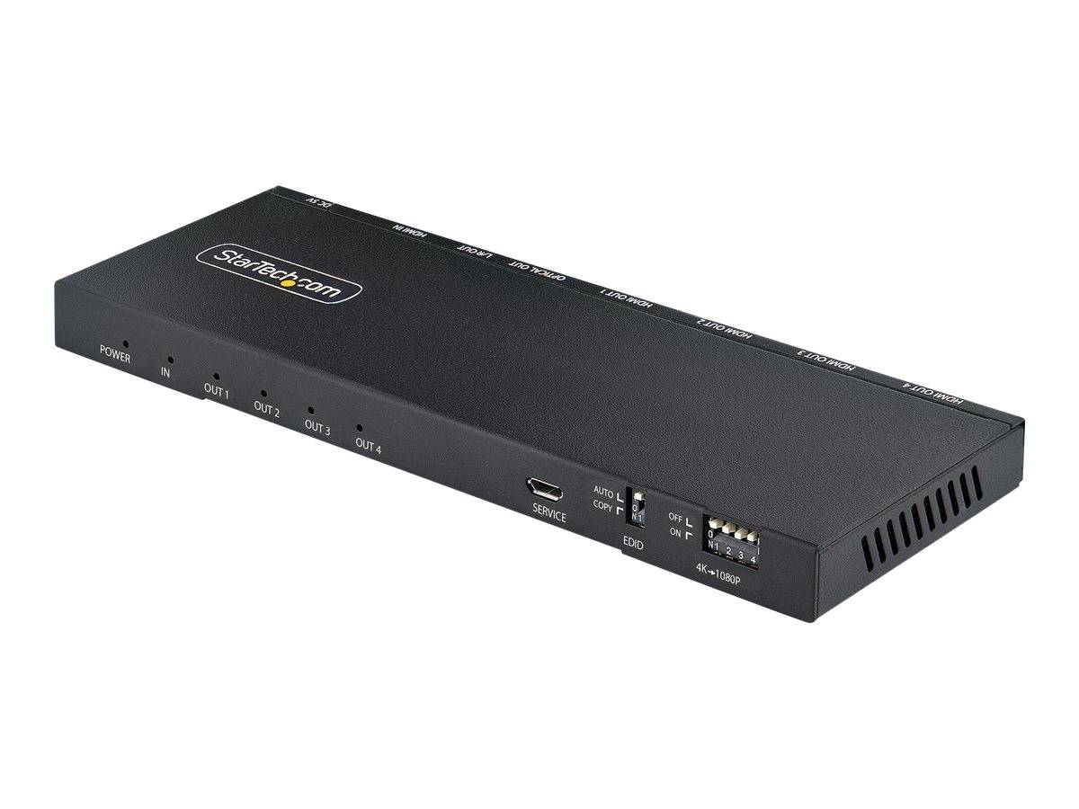 StarTech.com 4-Port HDMI Splitter, 4K 60Hz HDMI 2.0 Video, 1 In 4 Out HDMI Splitter, 4K HDMI Splitter w/Built-in Scaler,