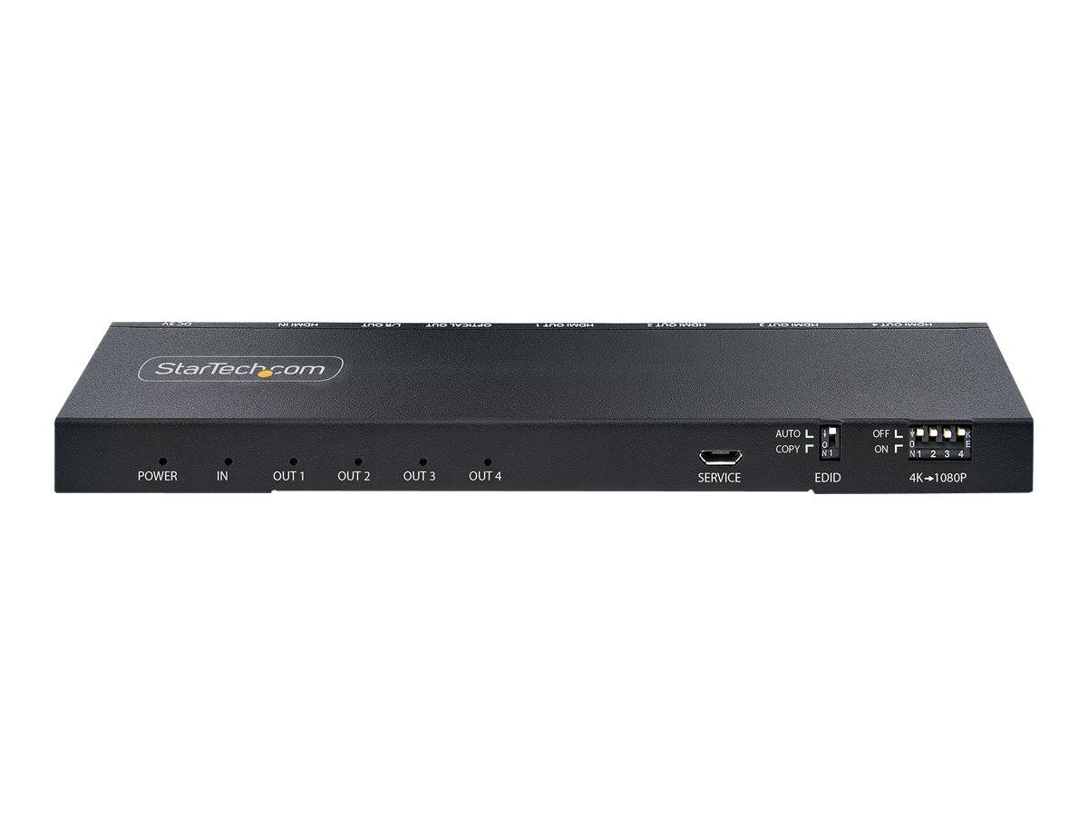 StarTech.com 4-Port HDMI Splitter, 4K 60Hz HDMI 2.0 Video, 1 In 4 Out HDMI Splitter, 4K HDMI Splitter w/Built-in Scaler,
