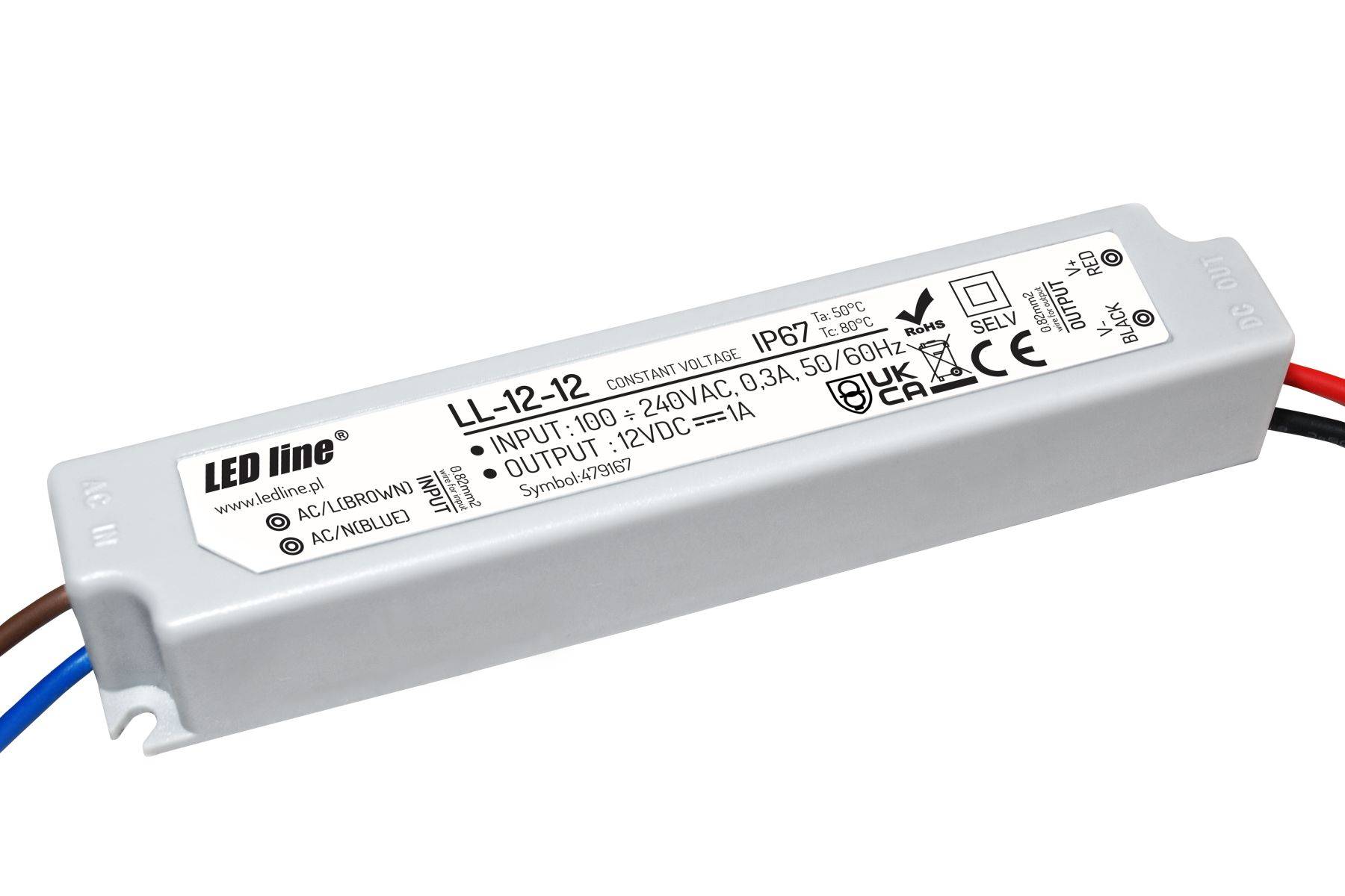 LED Trafo 12W 1A 12V Netzteil IP67 Wasserdicht Transformator für LED Leuchtmittel Beleuchtung