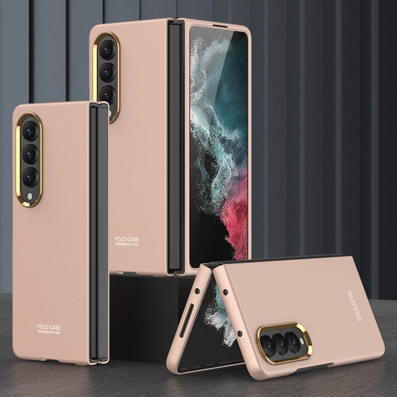 Für Samsung Galaxy Z Fold4 5G Galvanik Linsenrahmen Kunststoff Handy Tasche Hülle Etuis Pink