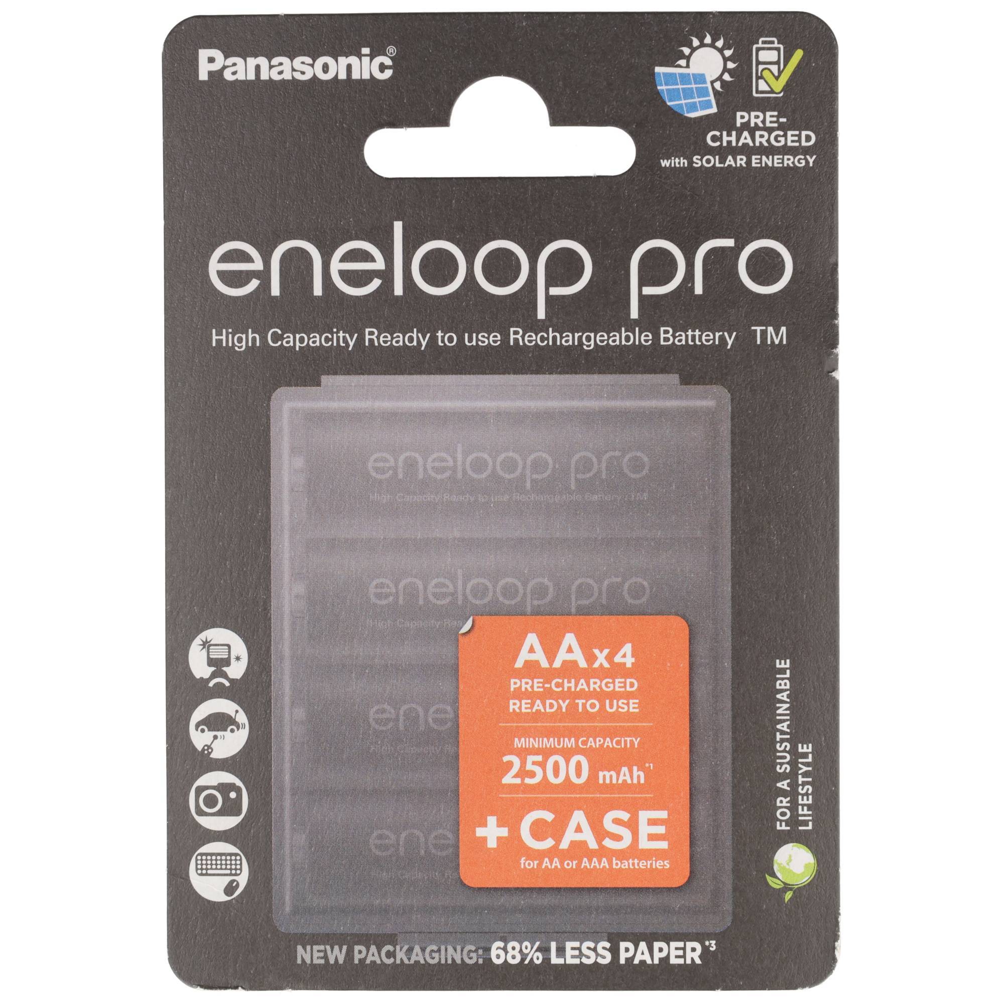 4 Stück Panasonic eneloop pro Mignon Akku BK-3HCDEC4BE Ni-MH 1,2V, 2500mAh inklusive Akkubox