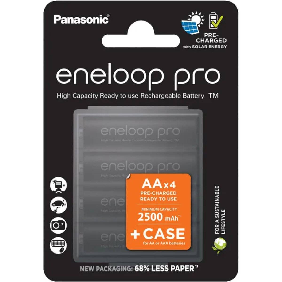 eneloop pro – AA Akkus wiederaufladbar Batterien 1.2 V NiMH, 2500 mAh, vorgeladen, 4er Pack