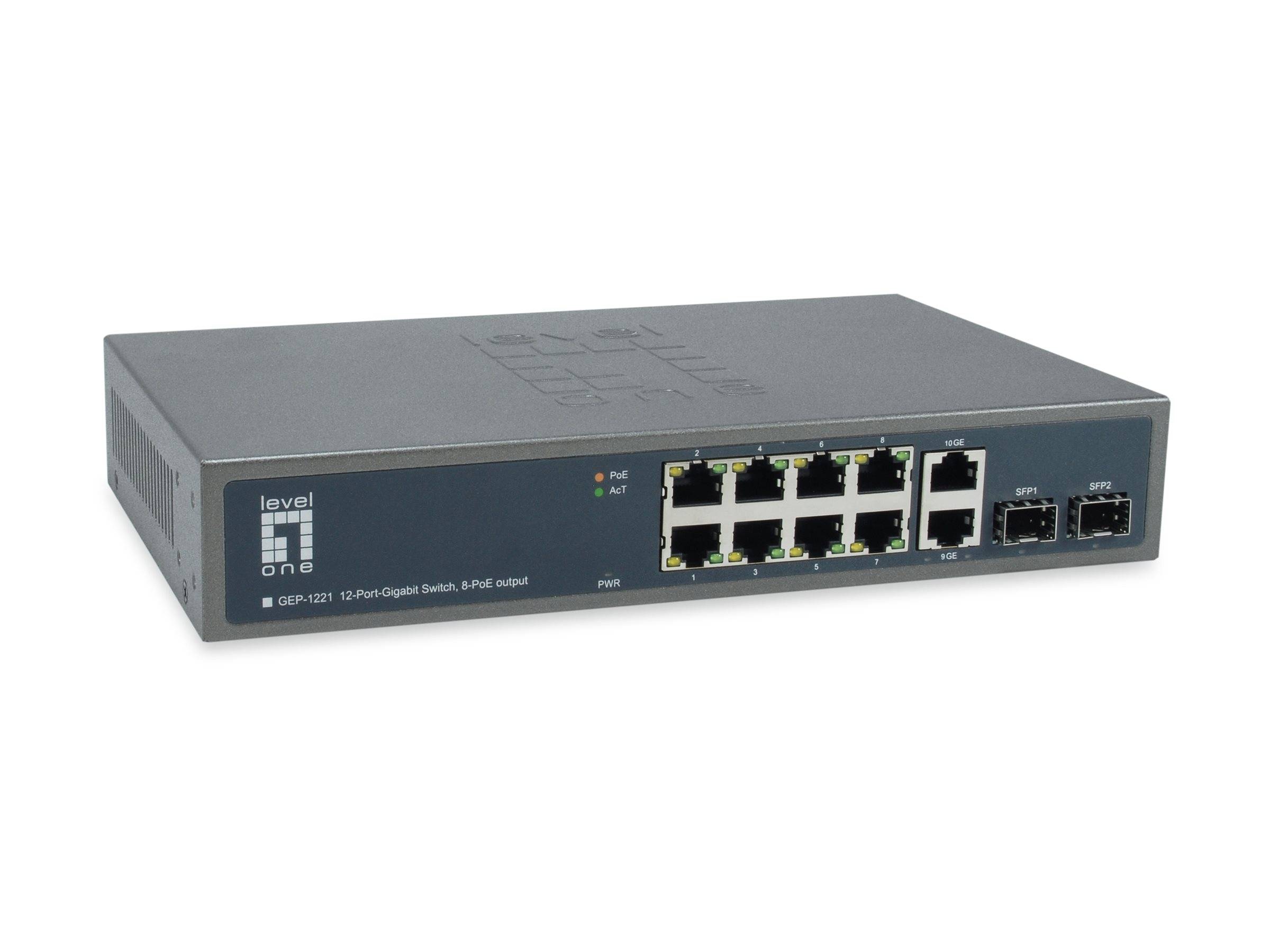 LevelOne GEP-1221 - Switch - unmanaged - 8 x 10/100/1000 (PoE+)