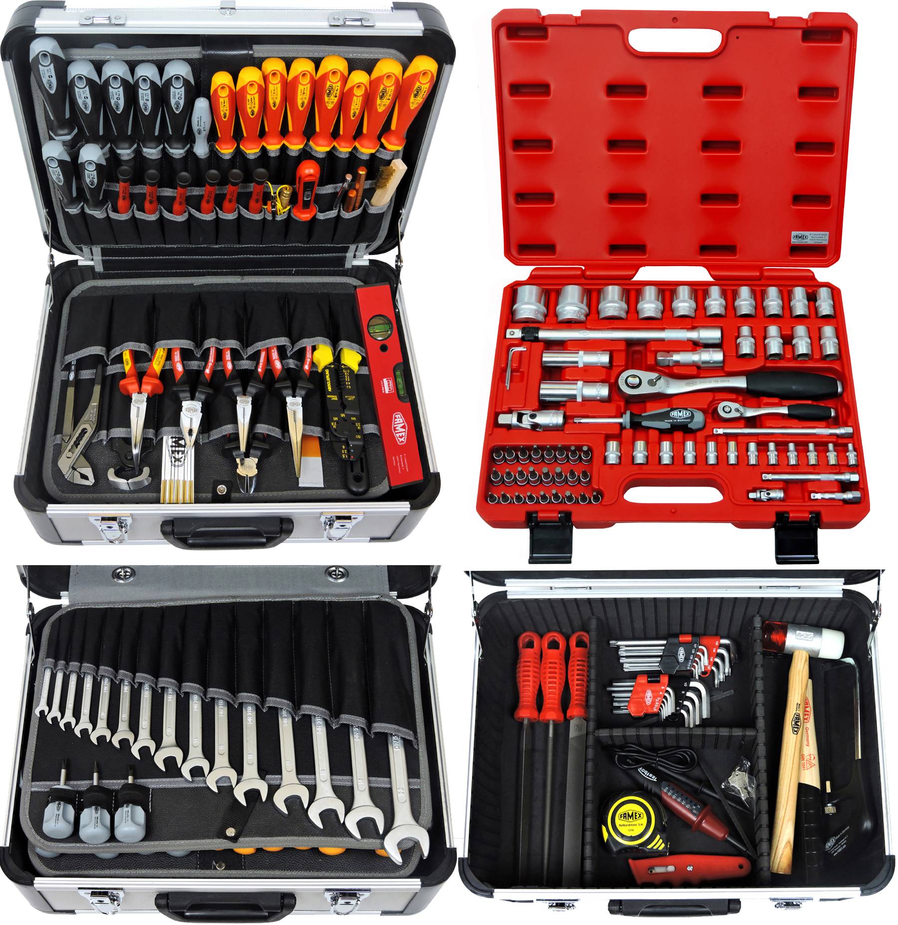 FAMEX 418-18 Profi Alu Werkzeugkoffer mit High-End Werkzeug Set, 195-tlg. - PROFESSIONAL