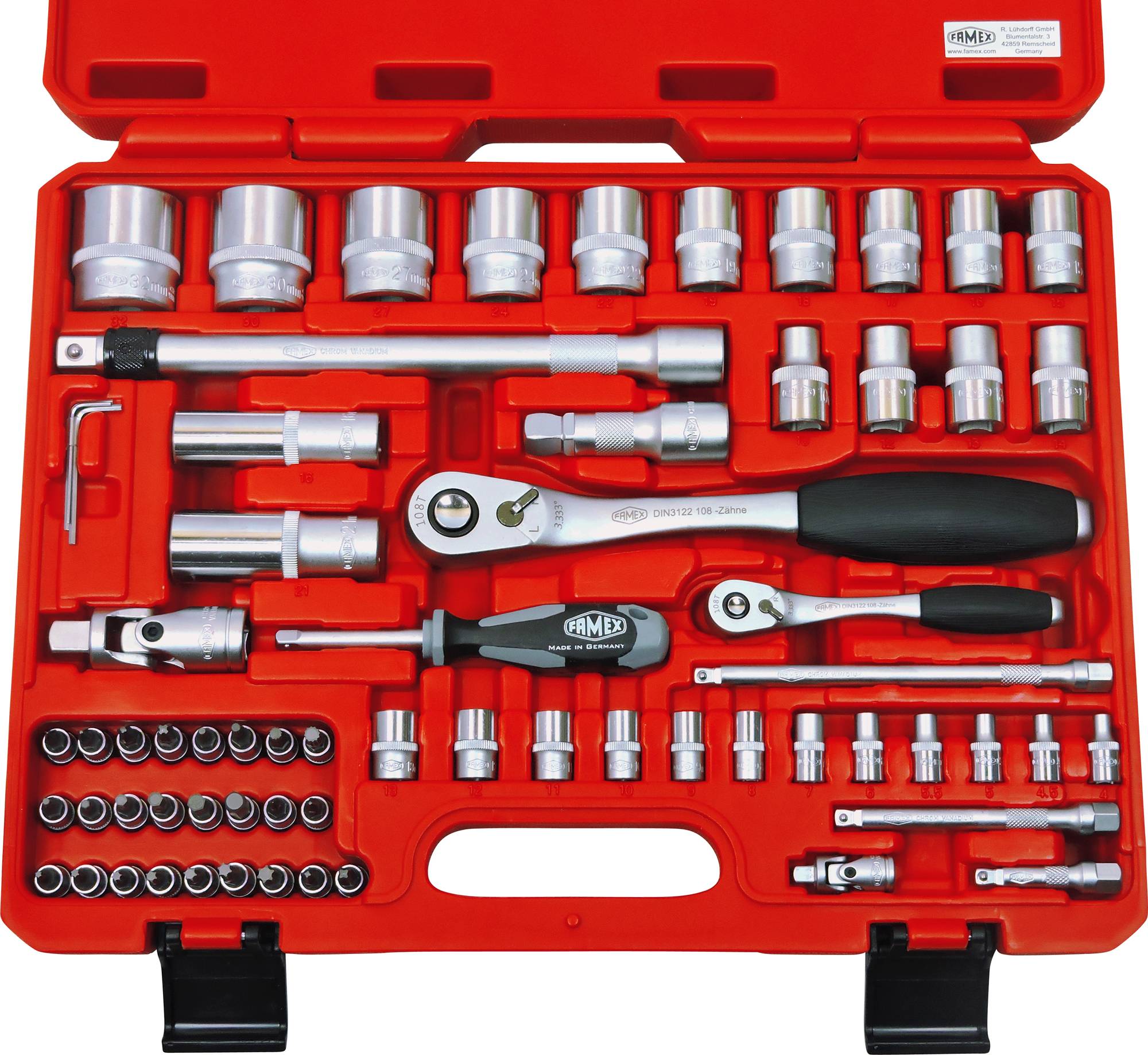 FAMEX 418-18 Profi Alu Werkzeugkoffer mit High-End Werkzeug Set, 195-tlg. - PROFESSIONAL