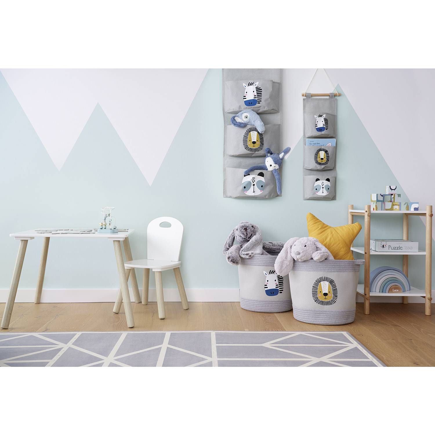 Zeller Present Kinder-Sitzgarnitur Scandi MDF/Kiefer, weiß/natur, 3-teilig (1 Set)