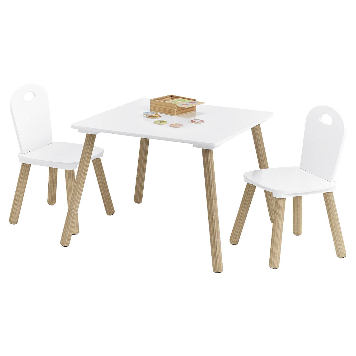 Zeller Present Kinder-Sitzgarnitur Scandi MDF/Kiefer, weiß/natur, 3-teilig (1 Set)