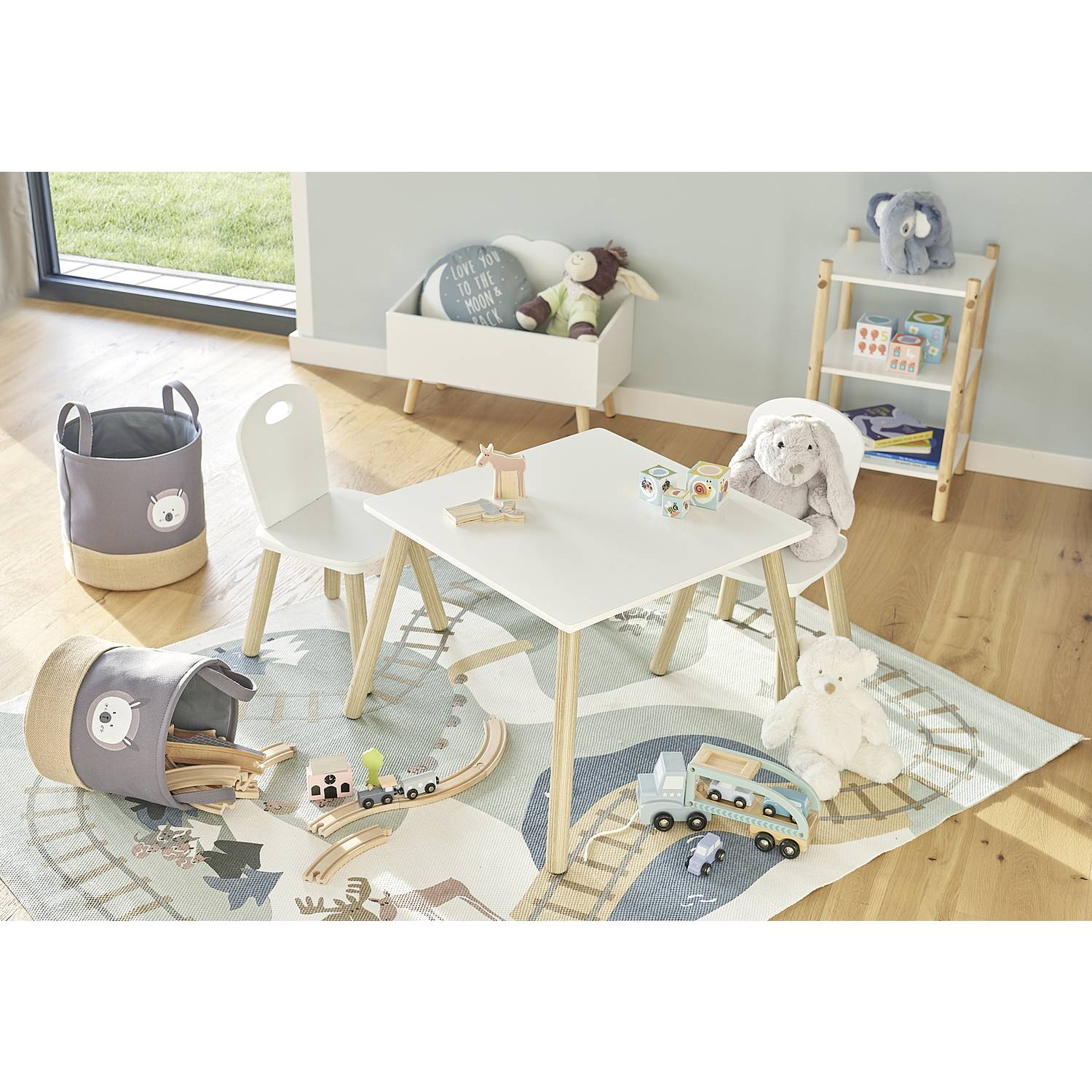 Zeller Present Kinder-Sitzgarnitur Scandi MDF/Kiefer, weiß/natur, 3-teilig (1 Set)