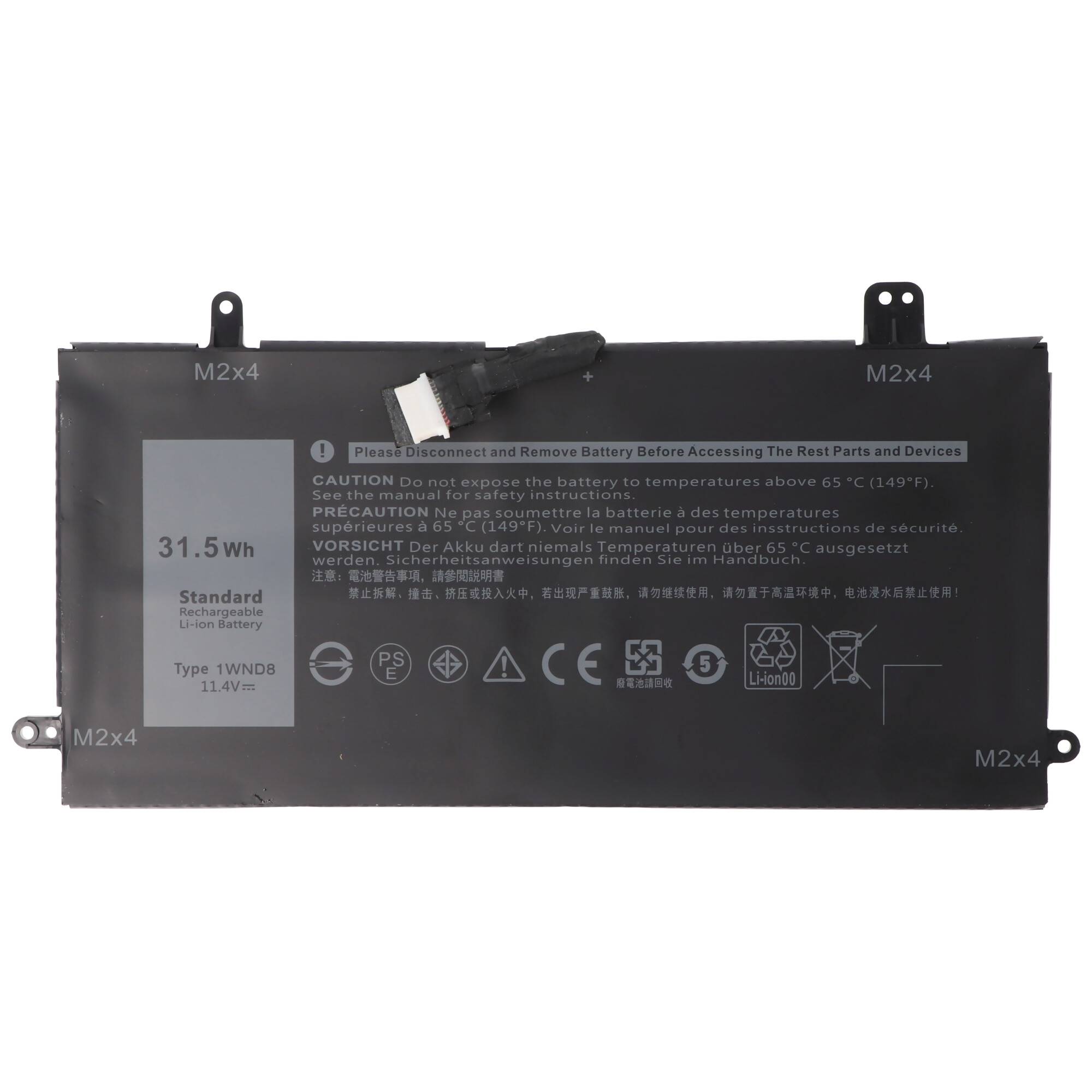 Akku passend für Dell Latitude 5285, Li-ion, 11,4V, 2760mAh, 31,5Wh