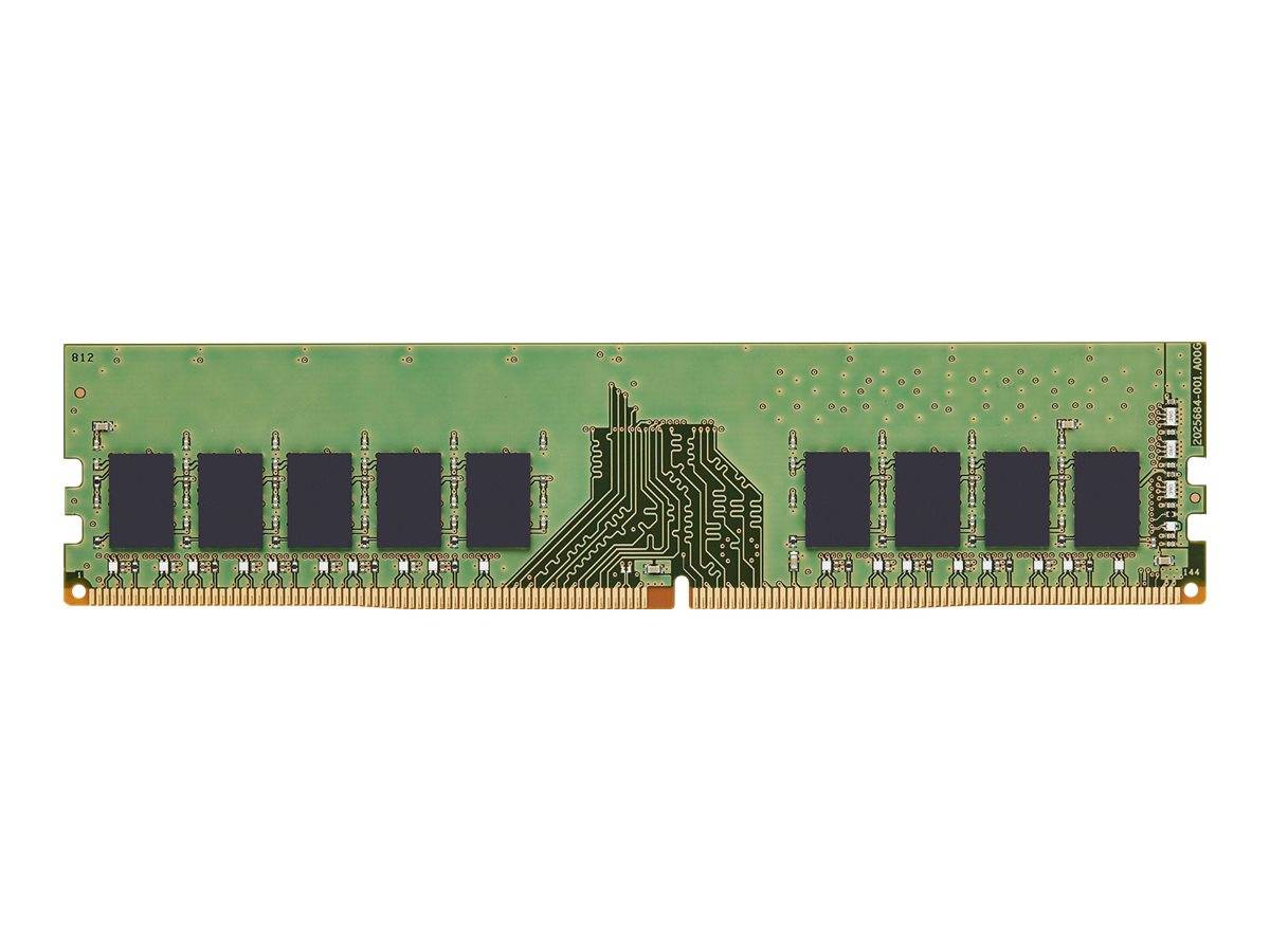 Grünes Computerspeichermodul mit Speicherbausteinen auf beiden Seiten und goldenen Steckkontakten entlang der unteren Kante.