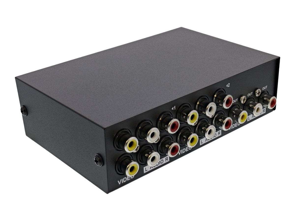 INLINE - AV Umschalter manuell 4-port - 3x Cinch IN/OUT