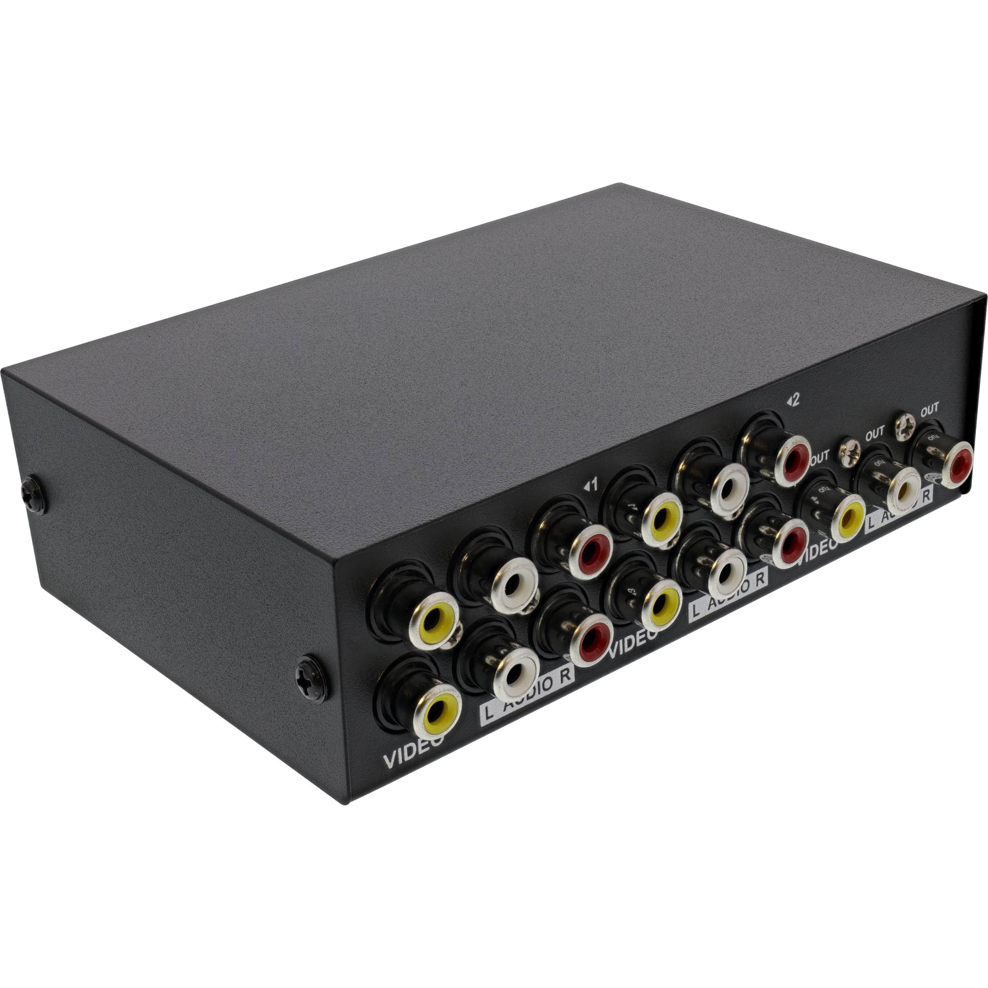INLINE - AV Umschalter manuell 4-port - 3x Cinch IN/OUT