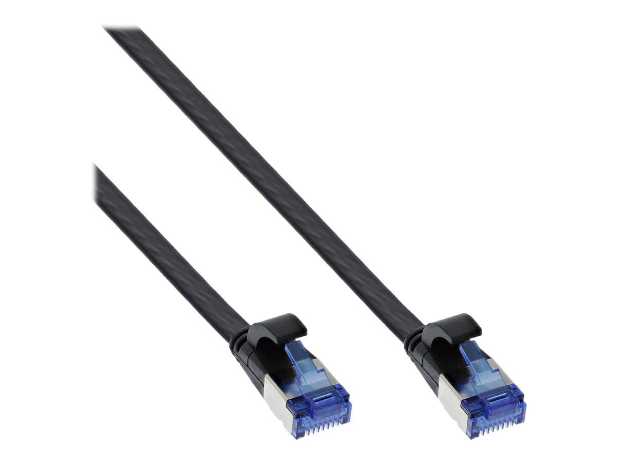 INLINE - Patchkabel flach - U/FTP - Cat.6A - TPE halogenfrei - schwarz - 0,25m