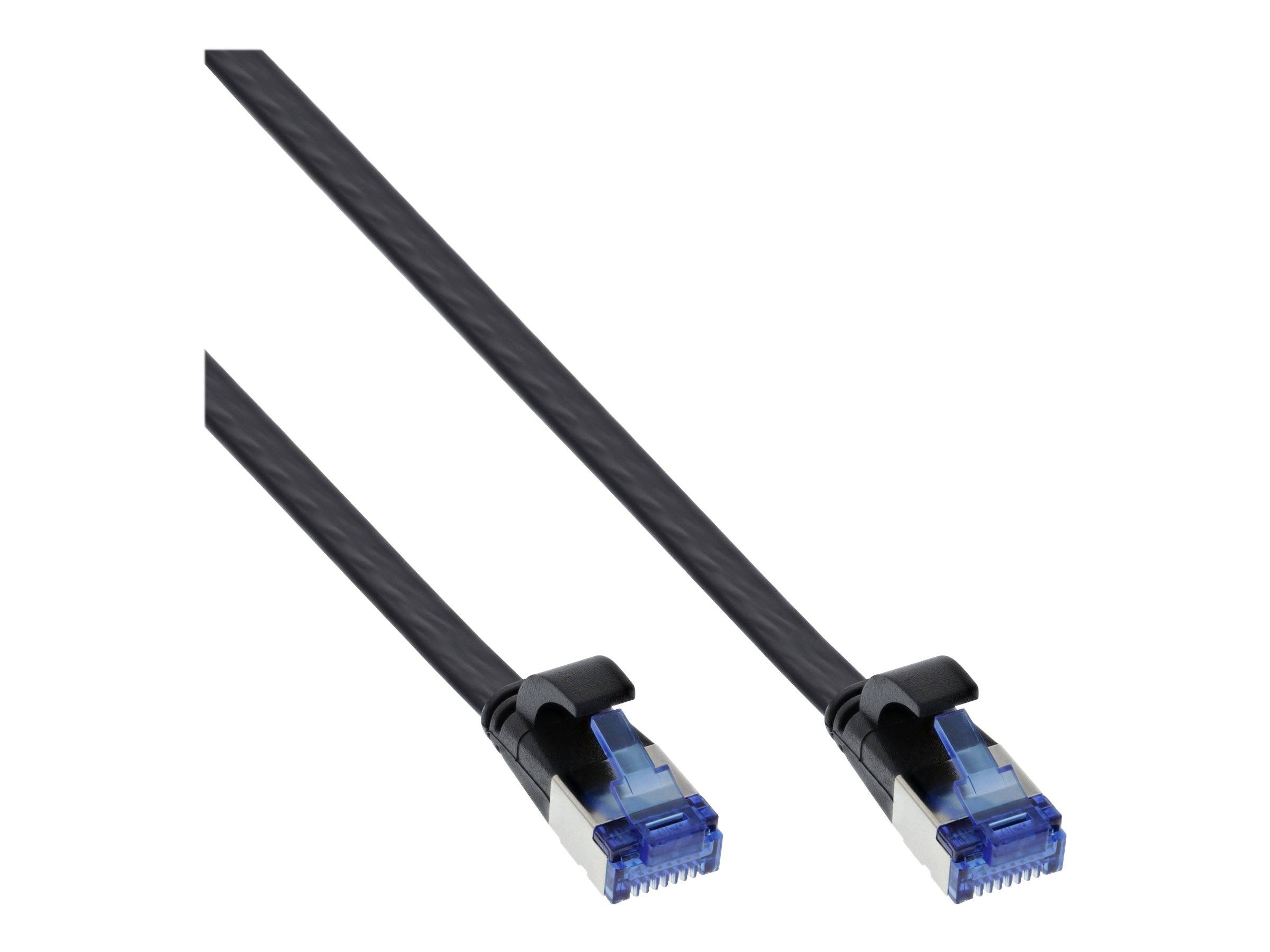 INLINE - Patchkabel flach - U/FTP - Cat.6A - TPE halogenfrei - schwarz - 0,5m