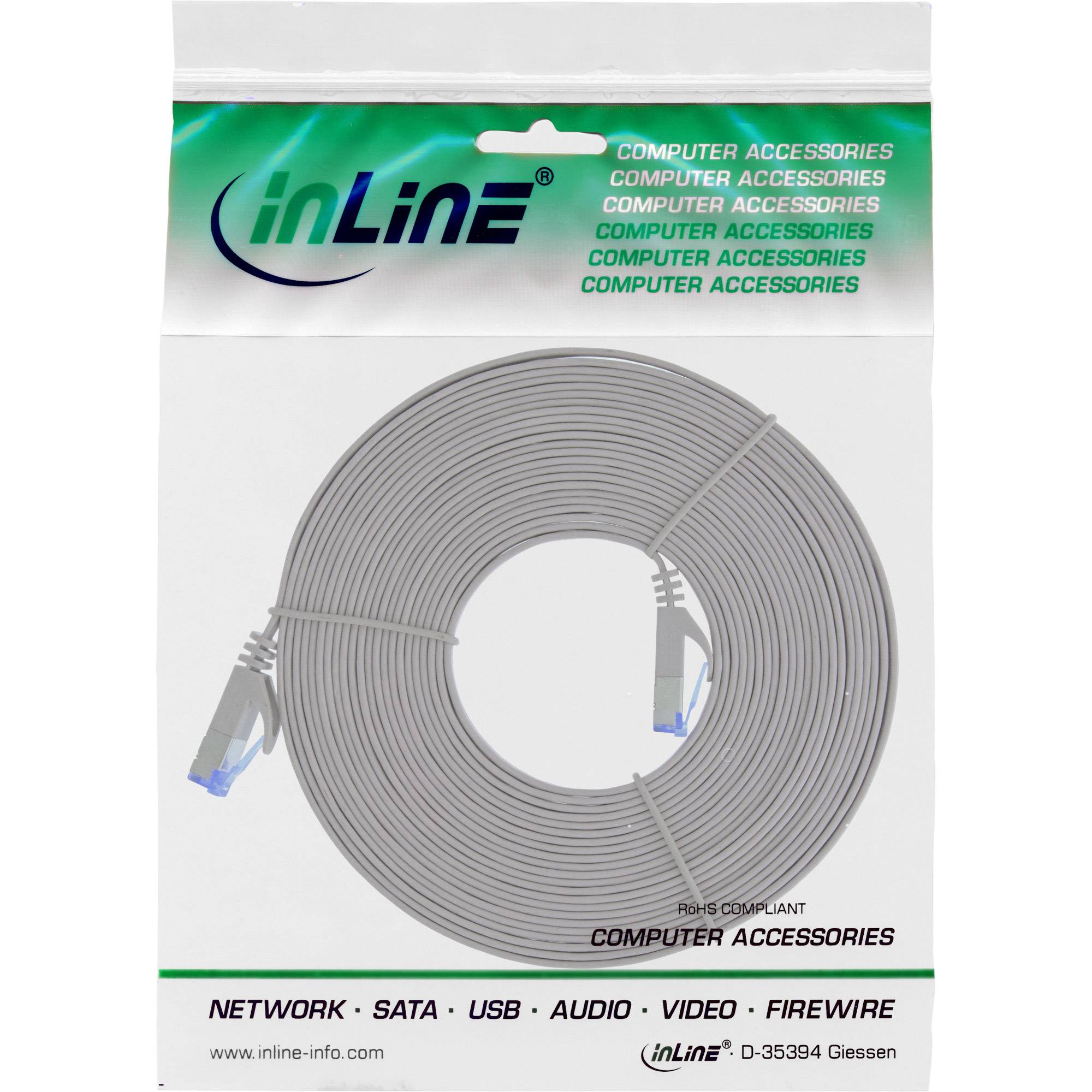 INLINE - Patchkabel flach - U/FTP - Cat.6A - grau - 5m
