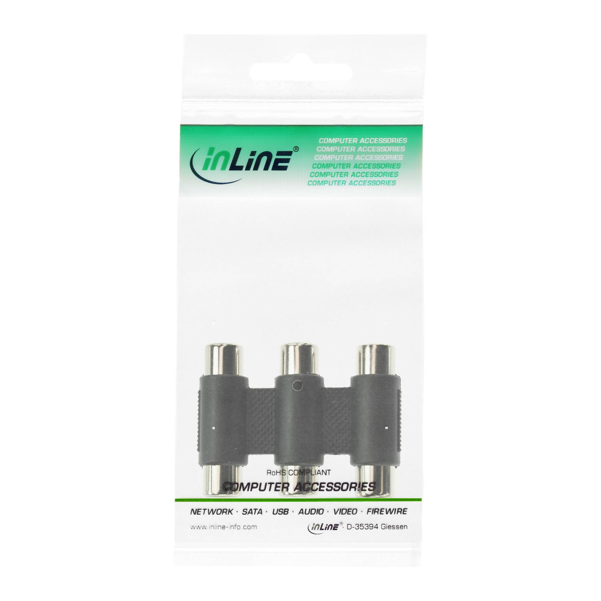 InLine Audio/Video Adapter - 3x Cinch Buchse auf 3x Cinch Buchse - zu RCA x 3 we